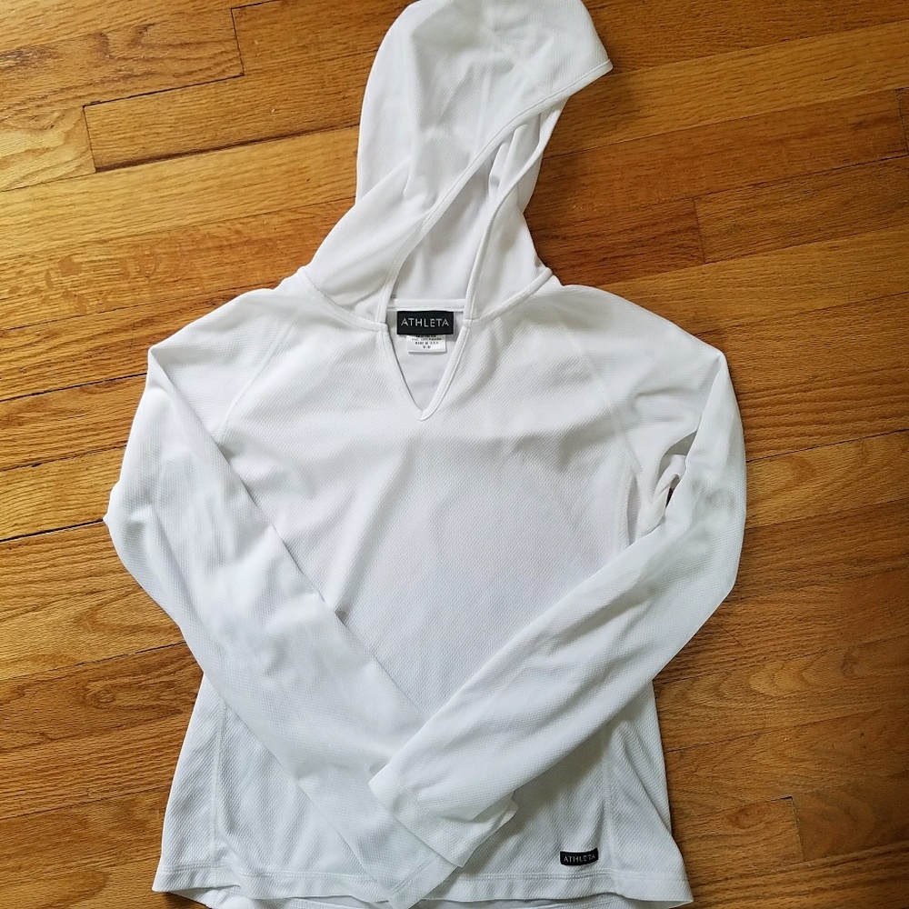 Athleta White Pullover Hoodie Sweatshirt